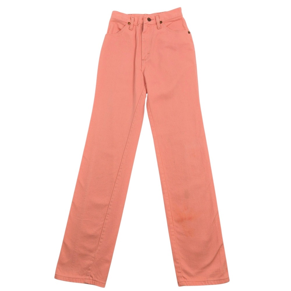 Vintage Wrangler High Waisted Peach Pink Straight Leg Jeans 13MPEM USA Made 8x34
